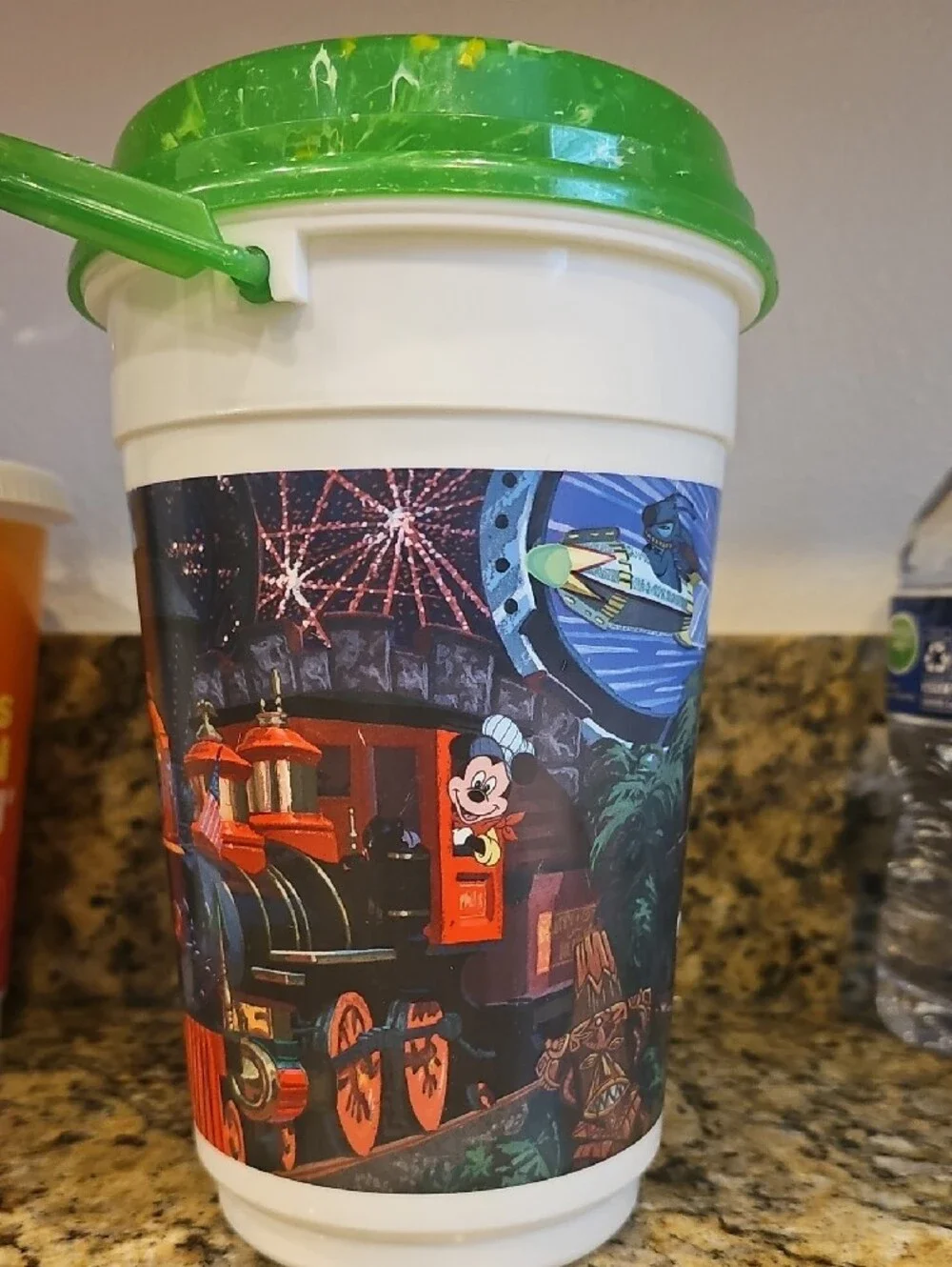Disney Halloween Haunted Train Bucket Cup with Bright Green Lid